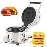 ZHJOPP Burger-Waffeleisen elektrisch, 1000 W Edelstahl-Presswerkzeug mit doppelseitiger Heizung für Bäckereien, Snackbars, Familien – Donut Hamburger-Backmaschine