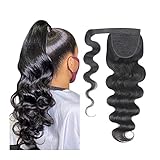 Pferdeschwanz 8-24 Zoll Körperwelle Pferdeschwanz Echthaarverlängerungen Wrap Around Pferdeschwanz mit magischer Paste Brasilianisches Remy Echthaar Pferdeschwanz Clip In Haarverlängerungen Pferdeschw