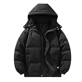 Mymyguoe Daunenjacke Herren Oversized Einfarbig Steppjacke Mit Kapuze Winterjacke Gesteppte Outdoor Kapuzejacke Baumwolle Puffer Jacke Loose Daunenmantel Unifarbene Dicker Winterparka