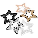 YBEATY 20 Stück Hohle Stern-Aufnäher zum Aufbügeln, Applikationen Aufbügelbilder zum Aufnähen Pailletten Glitzerstern Bestickte 5 Farben für Selbstgemachte Kleidung Hüte Jeans Reparatur Dekoration