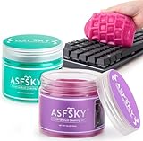 ASFSKY 2 Stück Auto Reinigungsgel Tastatur Schleim Reiniger für den Innenraum Auto Autoreinigung Staubreinigungsgel Universeller Staubreiniger für PC Tablet Laptop Tastaturen Auto (Grün + Rose)