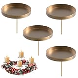 Adventskranz Kerzenhalter, 8cm Bronze Adventskerzenhalter Metall Kerzenleuchter 4 Stück, für Adventskranz Weihnachten Kerzenteller Mit Dorn