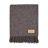 menique 100% Merino Wool Blanket Milan 125x180 cm Dunkelgrau, Dicke Decke Plaid Extra Fine Fall Blanket