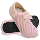 WateLves Damen Memory Foam Plüsch Hausschuhe Antirutsch Baumwolle Pantoffeln Mit Polar Fleece-Futter (Bogen Rosa 38/39)