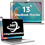 360° Magnetischer Blickschutzfolie für MacBook Air 13 (2018-2021, M1)&MacBook Pro 13 (2016-2022, M1/M2), Abnehmbarer Anti Glare 4-Wege Sichtschutzfolie 13,3' Blickschutzfilter Privacy Screen