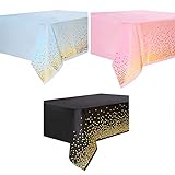 RUYUUEQ Shisha Set 60 Goldfarbene Einweg-Tischdecken aus Kunststoff mit Punkten, Abdeckung aus Kunststoff, 3-teilig, für Küche, Esszimmer und Bar Elektrogrill Anzünder (Blue,Pink,Black, One Size)