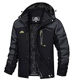 TACVASEN Herren Wanderjacke Wasserdicht Fleece Jacket Winter Warme Outdoorjacke Übergangsjacke Funktionsjacke, Dunkelgrau, M