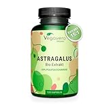 Bio Astragalus Kapseln hochdosiert | Premium: 11.250 mg Pulver aus 750 mg Extrakt (15:1) | 20% Polysaccharide | Laborgeprüft | Vegan - Ohne Zusatzstoffe | Deutsche Produktion Vegavero