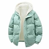 Dyhxuan Steppjacke Damen Patchwork Fleecejacke mit Kapuze Warm Winterjacke Reißverschluss Wintermantel Fleece Sherpa Gefüttert Jacke Winter Casual Outdoorjacke