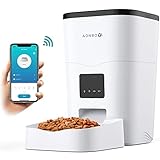 AONBOY 2.4G WiFi Futterautomat Katze, APP-Fernbedienung, Katzenfutter Automat, Schiebeverschluss-Deckel-Design, Zeitgesteuerte Kontrolle 1-4 Mahlzeiten pro Tag, 10S Sprachaufzeichnung