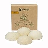 BlueFox, Konjac Schwamm 4er Set, Gesichtsreinigung für unreine und Mischhaut, Gesichtspflegehminke, bio facial sponge, Peeling der Haut, reine Poren, Reinigungsschwamm, Farbe: weiß