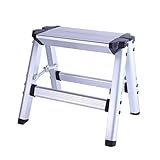 BPHUI LMH Teleskopleiter, 150 kg, maximale Belastung, Aluminium, Klappleiter, maximale Belastung, 2 Stufen, Hockerleiter, rutschfeste Sicherheitsplattform, Mehrzweck-Leiter, ausziehbare