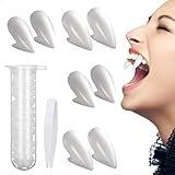 4 Paar Vampir Zähne Set, Vampire Teeth Wiederverwendbar für Halloween, Requisite mit 1 Tube Zahnpellets, Klebstoff, Kunstharz-Kunstgebiss für Halloween Partys und Cosplay-Veranstaltungen 13/15 mm