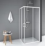 Duschkabine Marwell Factory Square 90 x 90 x 200 cm Dusche Eckig Glasdusche matt weiß