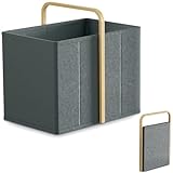 Vireon Faltbarer Wäschekorb mit Henkel 65L aus Bambus-Stoff (Dunkelgrau) – Klappbarer Aufbewahrungskorb für Schlafzimmer & Badezimmer, Wäschewanne Laundry Storage Baskets