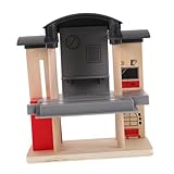 LRXIYODE Holz Eisenbahn Spielset mit Elektrischem Zug Kindgerechte Bahnstation aus Holz Kreatives Zubehör für BAU und Spiel Fördert Feinmotorik und Soziale Interaktion für Kleinkinder