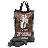 BBQ-Toro Coconut Heat 10 kg | Premium Kokos Grillbriketts für Shortjobs, 100% Kokosnussschalen | Kokosnuss Holzkohle für Dutch Oven | Kokosnuss Briketts Grillkohle Grill Holzkohle Cocos Grillbrikett