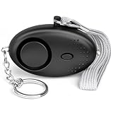 flintronic Persönlicher Alarm, 140 dB Selbstverteidigungsalarm mit LED-Licht und Schlüsselanhänger, Self Defense Sirene Schlüsselanhänger für Frauen, Kinder, ältere Menschen, Nachtschicht （Schwarz）