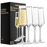 PARACITY Champagnerflöten, Champagnergläser 4er Set,elegante 250 ml Sektgläser Glas Champagnerflöten, Geschenk für Geburtstag, Hochzeit, Weihnachten, Valentinstag(Flötenform)