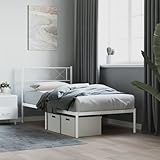 ShGaxin Bettgestell mit Kopfteil Metall Weiß 90x200 cm, Bett, Bettrahmen, Gästebett, Bed Frame, Jugendbett, Familienbett, Bett Gestell, Schlafzimmer Bett 372319