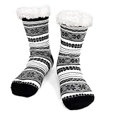 ZAKASA Kuschelsocken Herren Haussocken Stoppersocken: Warme Winter Hausschuhe Socken Männer Hüttensocken ABS Weihnachten Socken Dicke Socken mit Noppen EU 39-45 Grau 1 Paar