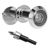 Türspion mit Sichtschutz 200° Weitwinkel Optische Glaslinsen Bohrloch Ø 16mm Spion mit Bohrer Einstellbare Länge Türspion für 35-60mm Dicke Türen (Silber)