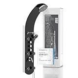 EISL ORSP-YMSBB KARIBIK Duschpaneel, Wellnessdusche 3 in 1 mit Regendusche, sechs Massagedüsen und Handbrause, Einhebel-Duscharmatur, einfach montierbar, Duschset aus Sicherheitsglas Schwarz