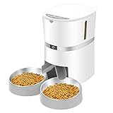 WellToBe Futterautomat für 2 Haustiere Katze und Hund, Automatischer Futterspender für Katze und Hund, Pet Feeder mit Timer, Ton-Aufnahmefunktion, bis zu 6 Mahlzeiten am Tag