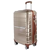 Blade Kofferset 3 Teilig Hartschalenkoffer Trolley Rollkoffer Handgepäck 4 Zwillingsrollens mit Schloss - Leichter Reisekoffer aus Polypropylen - Koffer in (Gold-XL)