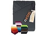 npluseins klassisches Jersey Spannbetttuch - vielen Farben + Größen - 100% Baumwolle 159.192, 90-100 x 200 cm, anthrazit