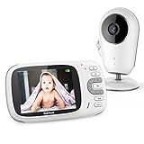 TakTark Babyphone mit Kamera, 3.2'' Babyfon mit Kamera, Baby Phone with Camera, Video Baby Monitor Audio mit Gegensprechfunktionund VOX Funktion, Temperaturüberwachung, Nachtsicht und Schlaflieder