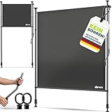 tillvex® Klemmmarkise Senkrechtmarkise mit Handkurbel ohne Bohren | Sichtschutz Ausziehbar & Blickdicht | Vertikalmarkise Balkon Terrasse Garten | Sichtschutzrollo Wetterfest (Anthrazit, 120x310 cm)