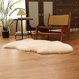 Altlue Lammfell Teppich Echt Lammfell Fellteppich Stuhlauflage Fell Deko Echtfell Sitzfell Stuhl Fell Für Stühle (70X100cm)(Ivory)