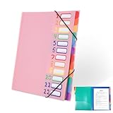 Rosa Dokumentenmappe A4 Hefter Unterschriftenmappe Mappe Ordnungsmappe Sammelmappe Fächermappe A4 Dokumententasche Ordner Dokumenten Organizer mit Fächern Folder Aktenordner Pultordner Bürobedarf