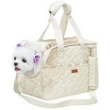 Hundetragetasche bis 5kg – Hundetasche für kleine Hunde Katze, Tragetasche Hund, faltbar, atmungsaktiv, mit Sicherheitsgurt, Taschen, Transporttasche, ideal für Outdoor, Reisen, Auto (41x30x18cm)