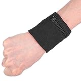 Handgelenk Beutel, Fitness Schweißband mit Reißverschluss Mini Wristband Handgelenktasche Armband Geldbörse mit Tasche, für Damen Herren Laufen Wandern Joggen