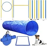 TUAHOO Agility Set für Hunde, Agility Ausrüstung für Hundetraining Spiele mit Hunde Tunnel, 8 Agility Hürden Slalom Stangen Hunde Training Set, Agility Ring, Pause-Box, Tragetasche