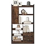 MUZHIXIANG Industrieregal mit 6 Regalen, Schubladen und Türen – Robustes Stahlregal für Wohnzimmer, Büro, Küche – Viel Stauraum und Elegantes Design (Schwarz+Braun)