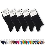 5 Paar Socken von Mat & Vic's für Sie und Ihn - Cotton classic Socks, gekämmte Baumwolle, ohne drückende Naht, Komfortbund, OEKO-TEX Standard 100, Schwarz, 43-46
