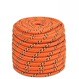 Homgoday Bootsseil Schiffsseil Ankerleine Festmacher Tauwerk Seil Tau Polypropylenseil Geflochten Flechtleine Gartenseil Allzweck Seil für Bootsport Segeln Orange 16 mm 250 m Polypropylen