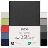 Dreamzie Premium Topper Spannbettlaken 180x200 cm - 200x200 cm - extra niedriger Seitenhöhe - für Boxspringbett - Topperauflage - Spannbetttuch Jersey Baumwolle, 150 g/m² - Oeko-TEX - Dunkelgrau