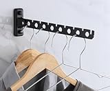 Zuxbolf Kleiderhaken Klappbar mit Geboht 30.5cm Wand Kleiderständer Klapphaken mit 8 Löchern 180°Drehbare Kleiderhaken Edelstahl Wandhaken Hakenleiste für Balkon, Waschküche, Badezimmer (Schwarz)