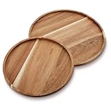com-four® 2-teiliges Tablett-Set aus Akazienholz - runde Deko-Bretter - Serviertabletts - Tischdekoration - Holzablage in 2 Größen - dekorative Servierplatten für Snacks, Käse, Wurst (2 Stück - rund)