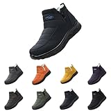Damen Stiefel-Schneestiefel, wasserdicht, Winter-Schneestiefel, wasserabweisend, Thermo-Stiefeletten, leicht, rutschfest, mit seitlichem Reißverschluss, einfaches An- und Ausziehen, flache
