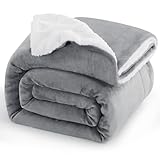 Aisbo Warm Kuscheldecke Flauschig Decke Grau - Hochwertige Sherpa Fleece Sofa Decke 150x200 cm XL, Extra Dicke Couchdecke Wohndecke, Kuschelig und Weich