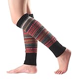 Beinstulpen Damen Alpaka Lange Beinwärmer Damen Herren 80er Rippstrick Tanz Sport Beinwärmer Wintersocke Fußwärmer Heizung (Black, One Size)
