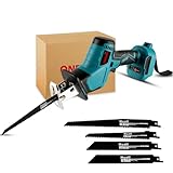 ONEVAN Säbelsäge Akku mit 4 Sägeblättern, 3100spm Bürstenlos Säbelsäge Fuchsschwanz Säge Elektrisch Reciprosäge, Strichlänge 15 mm, Kompatibel mit Makita 18V