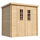 TIMBELA M311C+M311G Holzhaus Gartenhaus - Gartenschuppen Holz mit Boden Imprägnierte B204xL142xH200 cm/ 2,22 m2 Lagerschuppen für Garten - Fahrrad Schuppen - Wasserfestes Dach