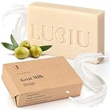 lubiu Ziegenmilchseife - 100g Naturseife als Ziegenmilchseife Gesicht, Körperseife und Handseife fest - Handgemachte Seife Fest - Ziegenmilch Seife Stück für Schöne Haut