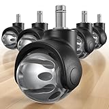 HOLKIE Bürostuhl Rollen 5er Set Rollen für Bürostühle 11x22 mm für Möbel Parkett Hartbodenrollen Boden Gummirollen Stuhlrollen Grau Glatt und Leise Bürostuhlrollen